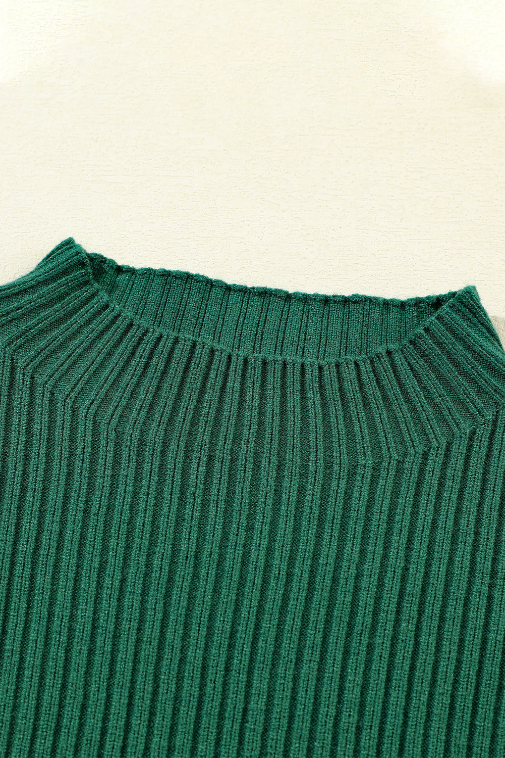 Blackish Green Patch Pocket Ribbed Knit Short Sleeve Sweater