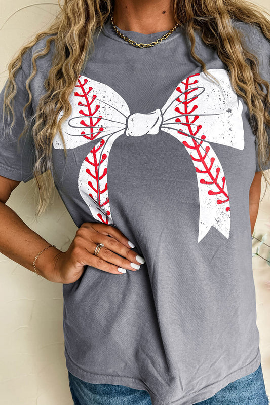 Baseball Gray Bowknot Tee