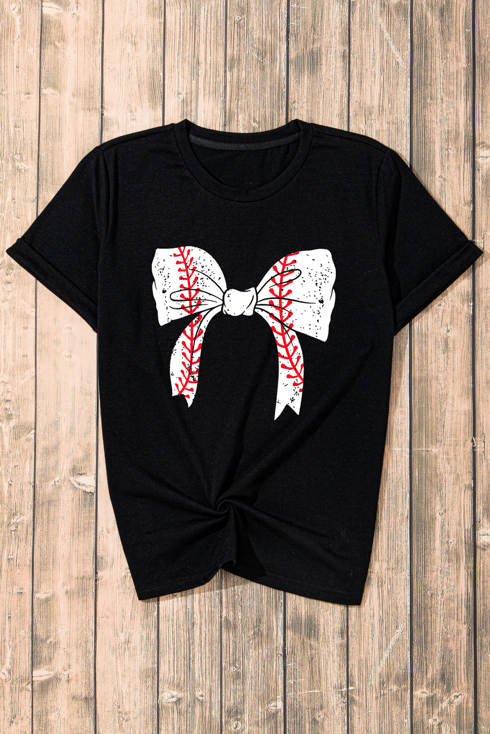 Baseball Black Bowknot Tee