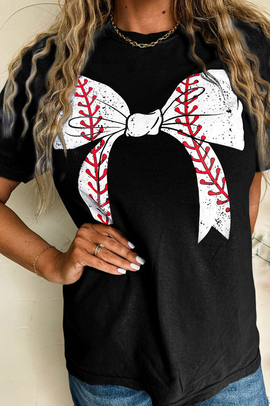 Baseball Black Bowknot Tee