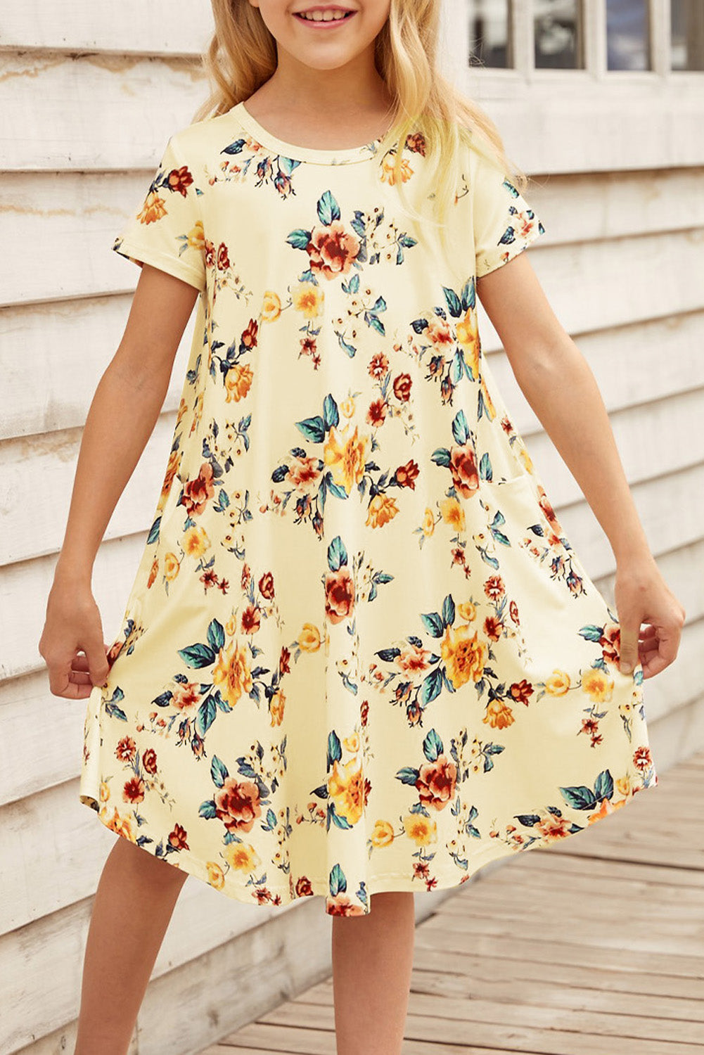 Floral Girls T-shirt Midi Dress