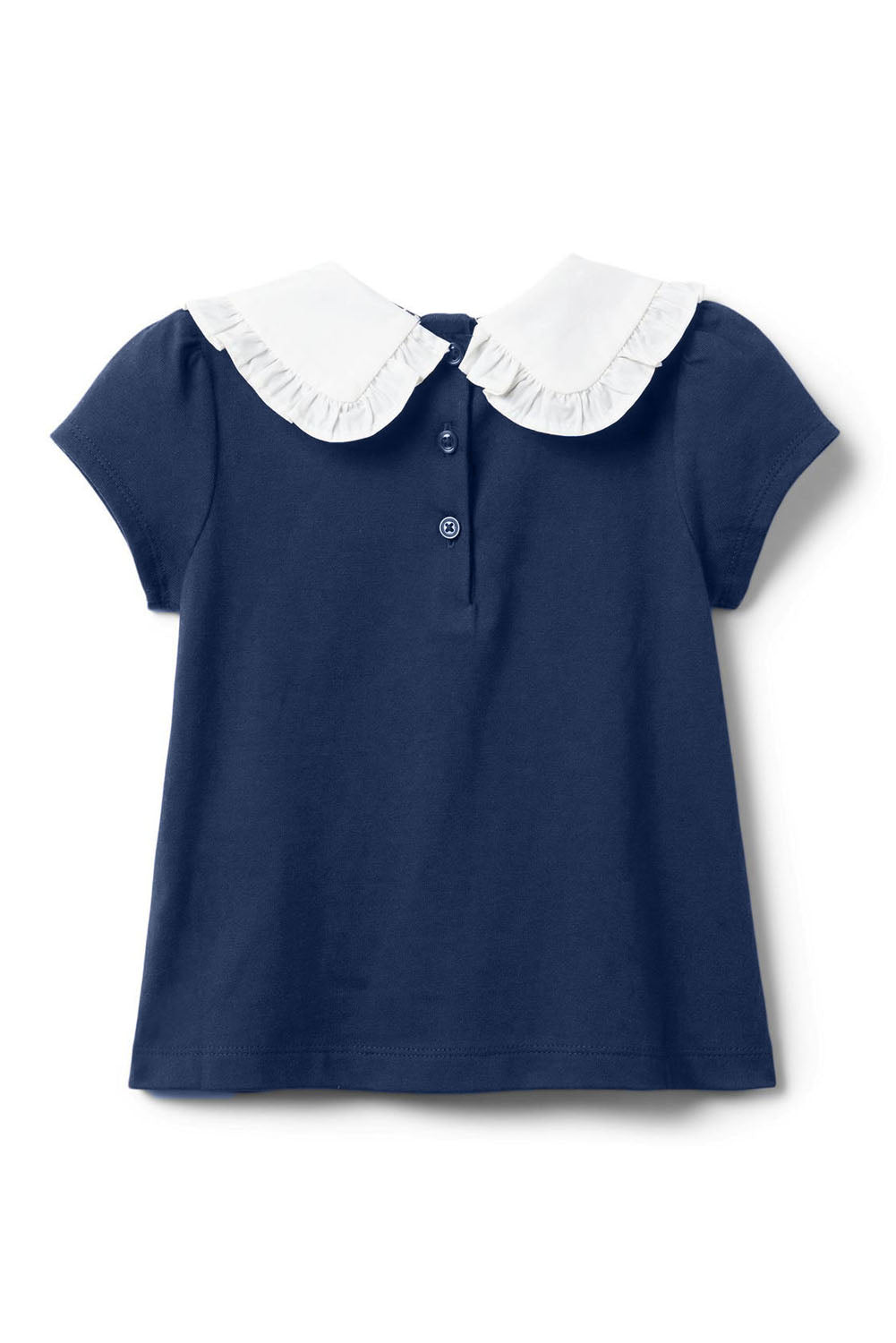 Navy Blue Little Girl Peter Pan Collar Short Sleeve Top