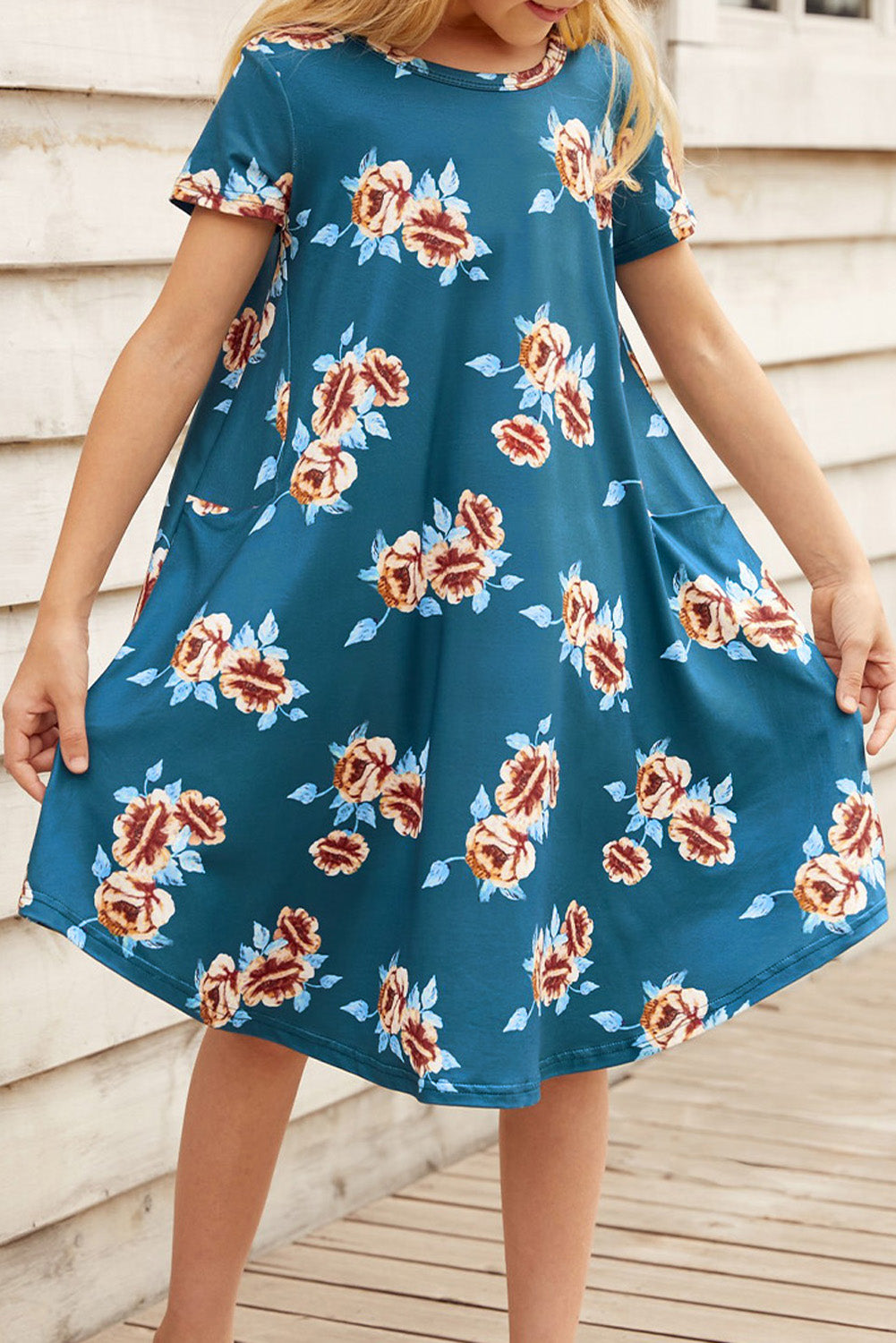 Floral Girls T-shirt Midi Dress