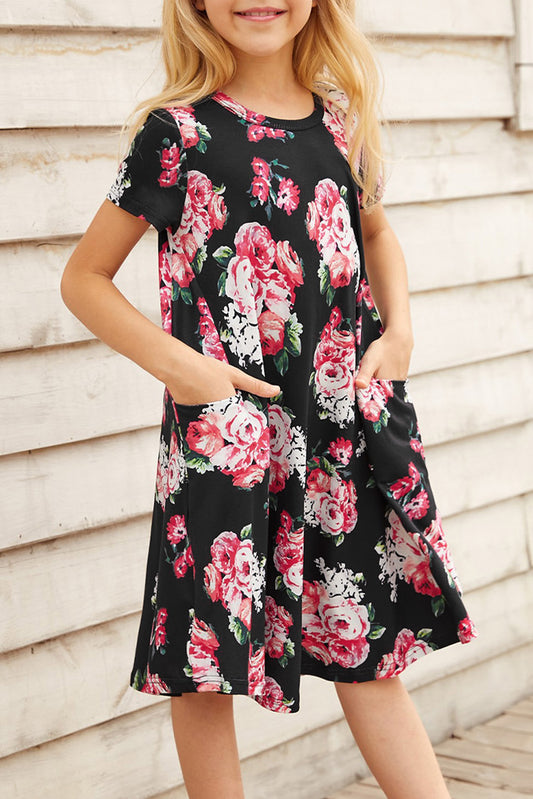 Floral Girls T-shirt Midi Dress