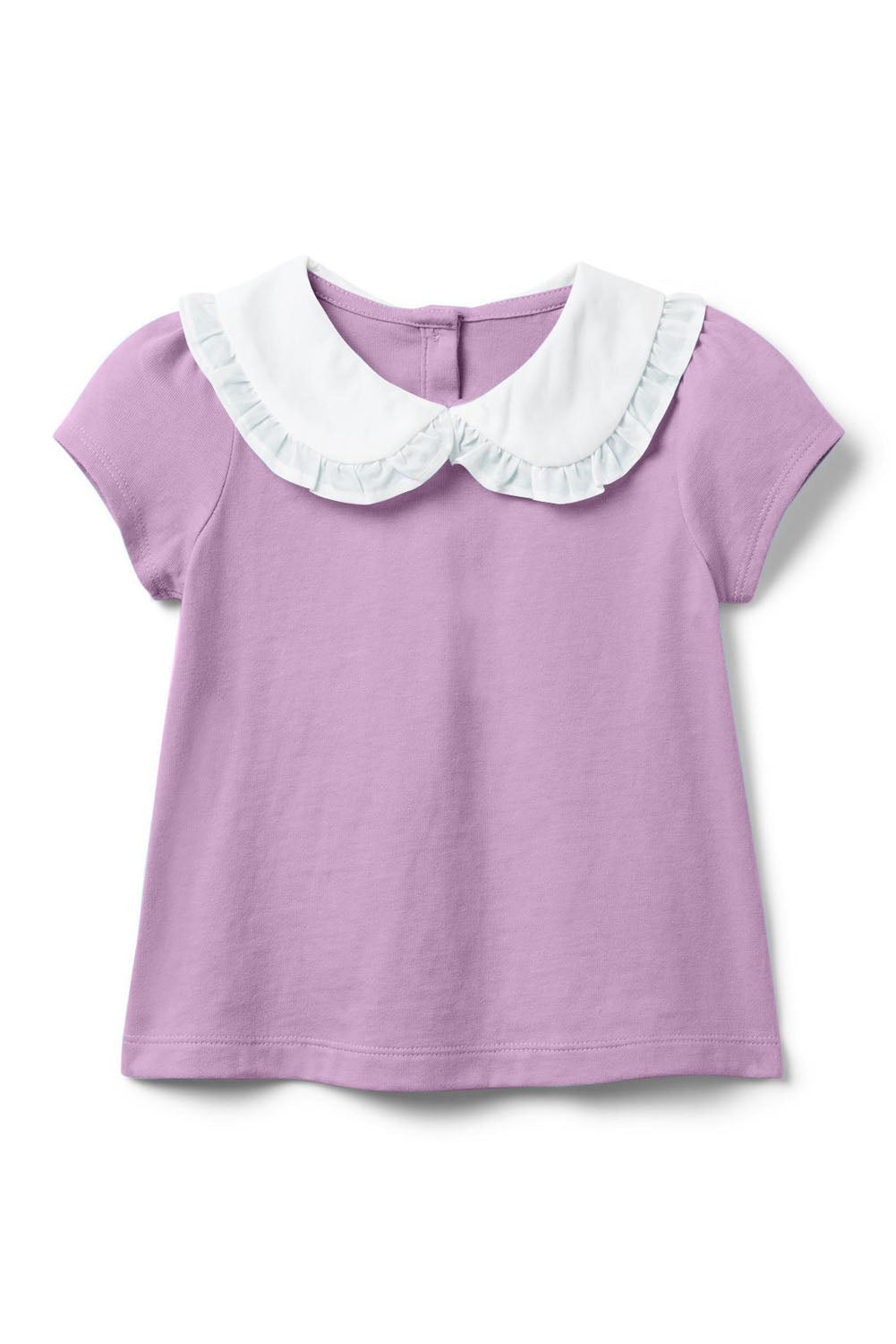 Navy Blue Little Girl Peter Pan Collar Short Sleeve Top