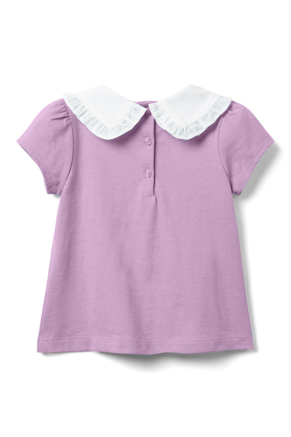 Navy Blue Little Girl Peter Pan Collar Short Sleeve Top