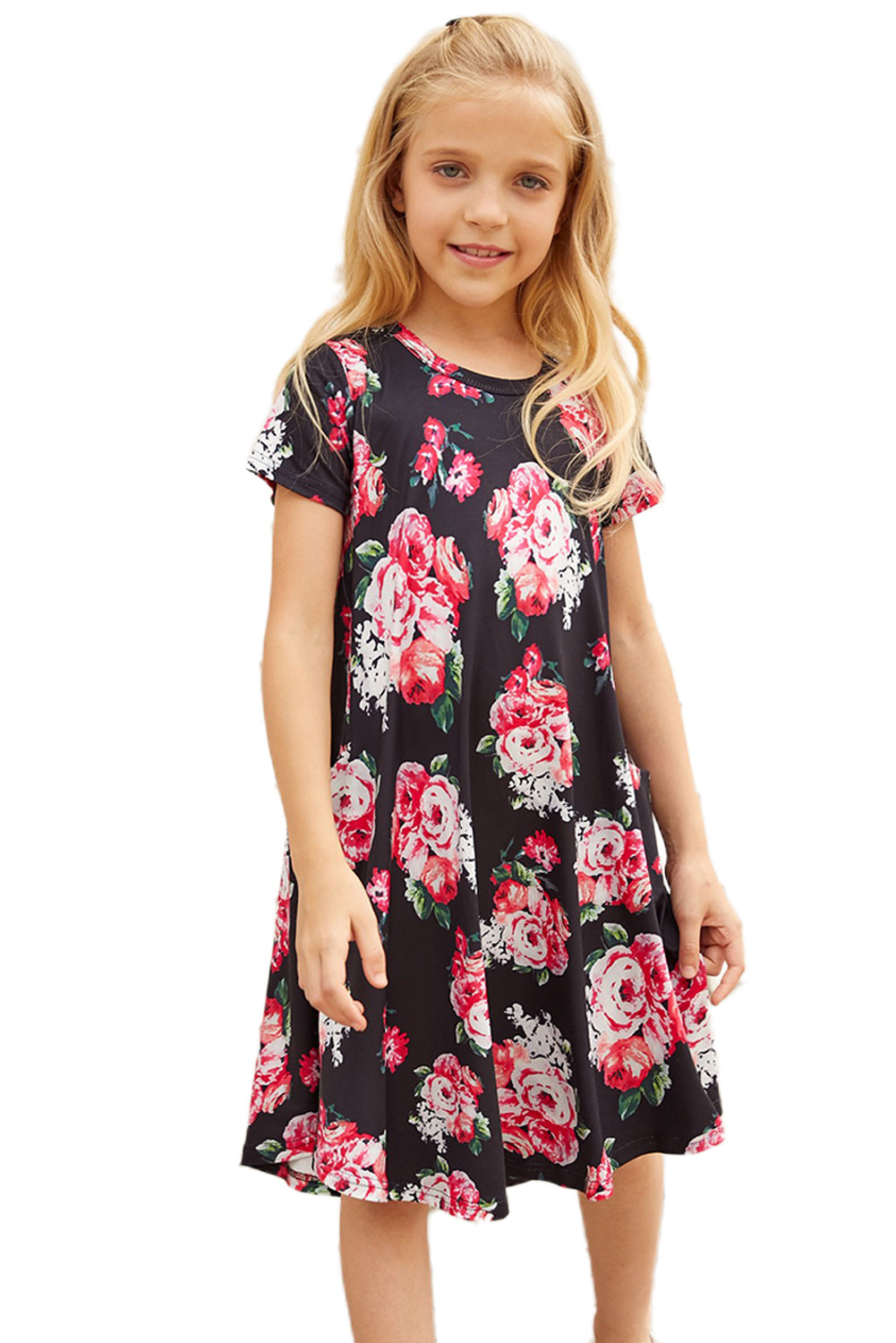 Floral Girls T-shirt Midi Dress